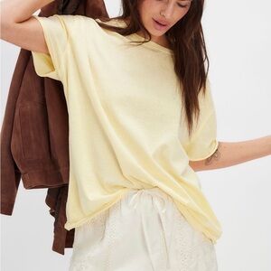 We The Free Pale Yellow Relaxed Crew Tee